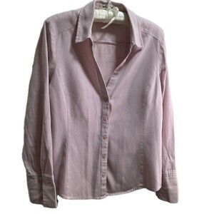 Ann Taylor Light Pink Button-Down Shirt Pinstripe